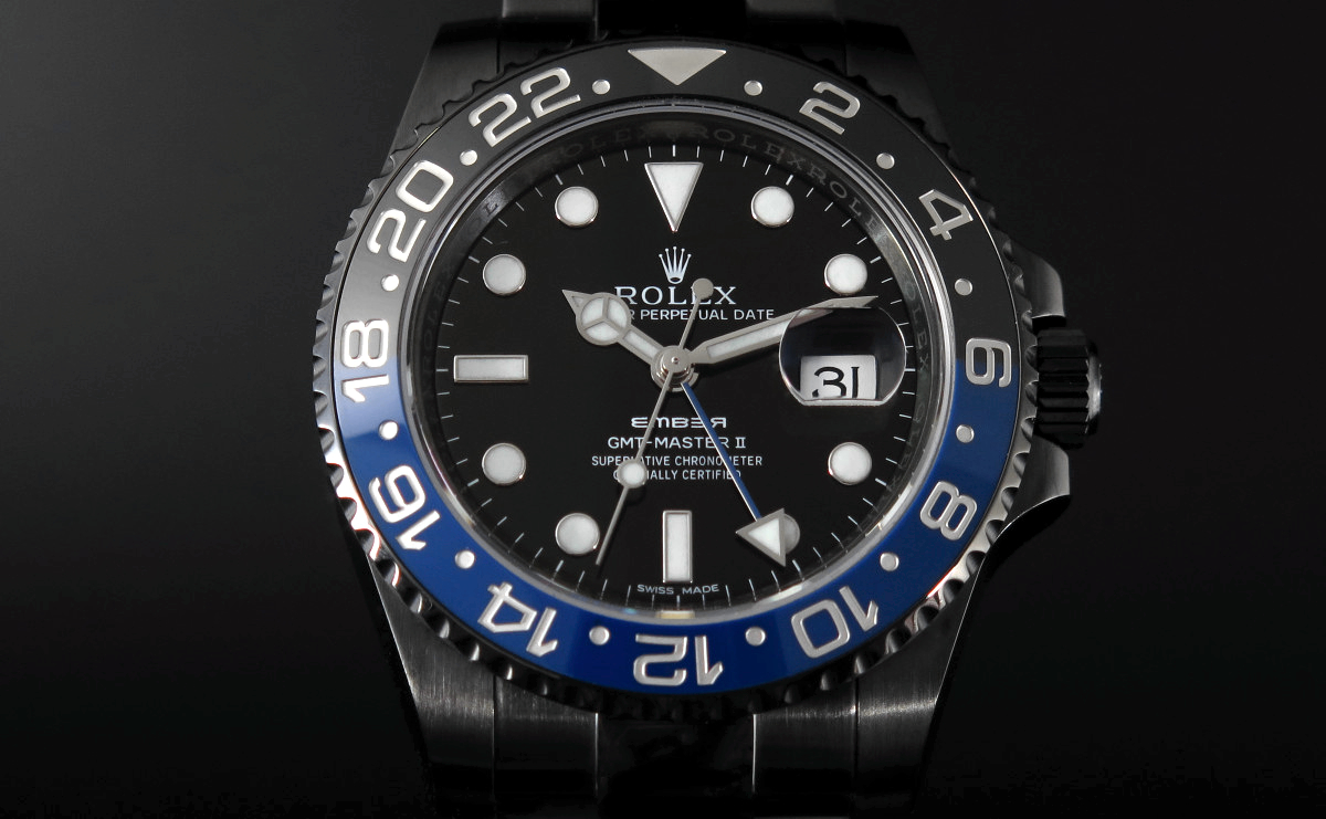 Rolex GMT Master II with black-blue bezel and black DLC case